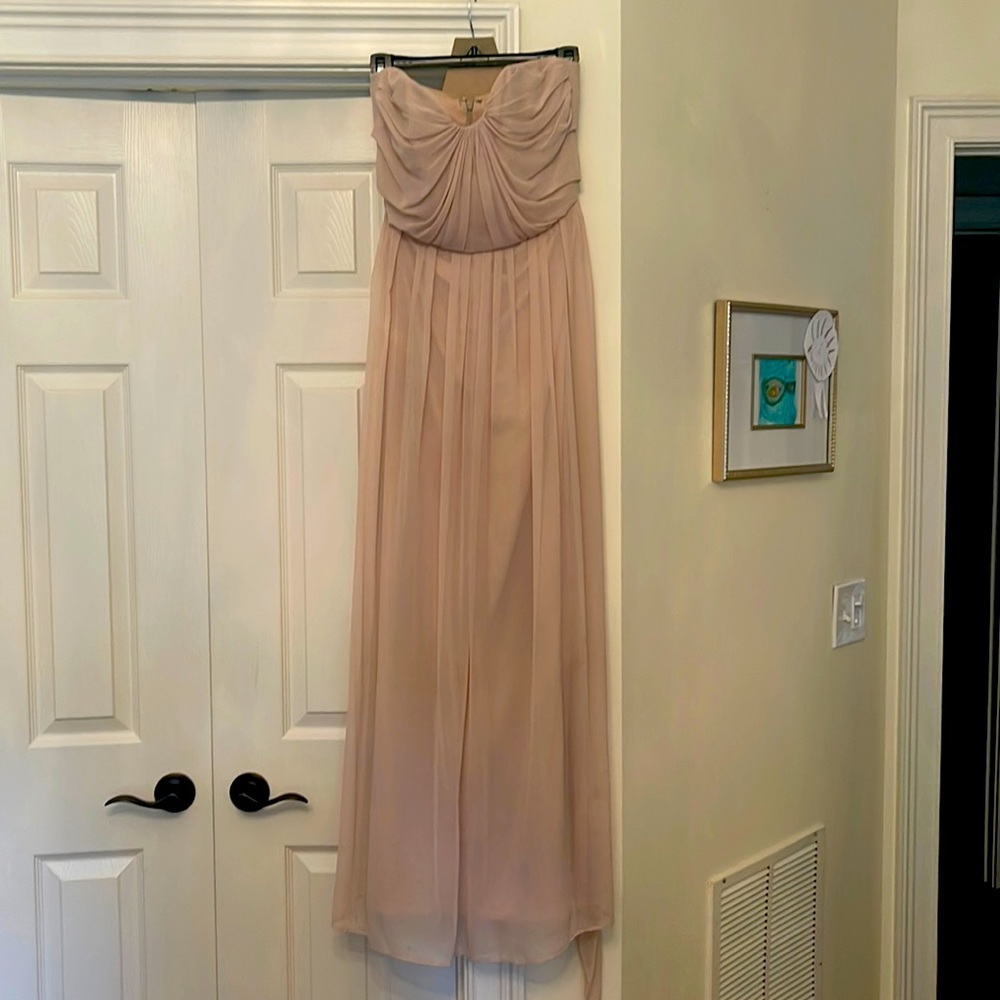 Tan Strapless Formal Dress